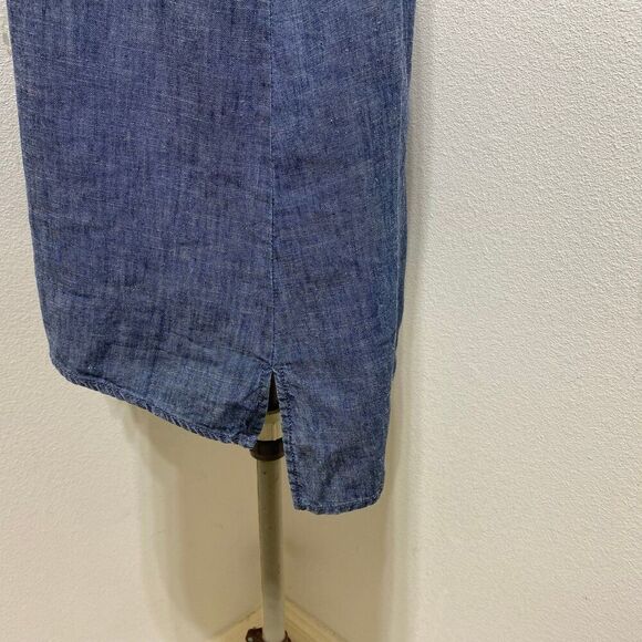 J Jill Large Blue Sleeveless Chambray Linen Blend Shirt Size Large - Picture 5 of 8